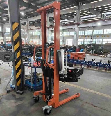 CE Certificated 250kg 300kg 500kg 1.6meters Manual Roll Stacker With Clamp And Rotator