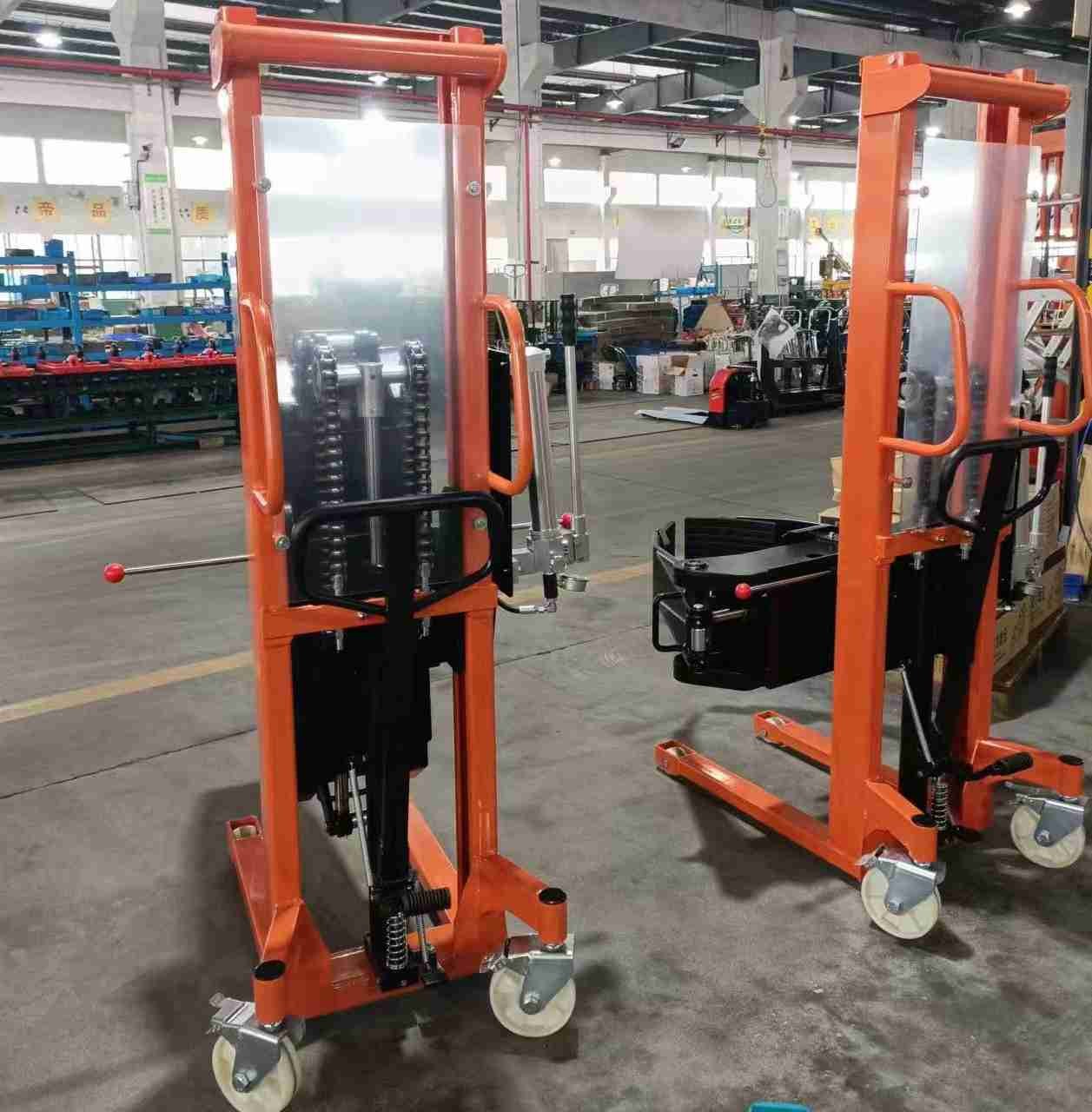 661lb 5.24ft Manual Roll Stacker Manual Forklift Truck With Clamp For Paper Rolls Handling